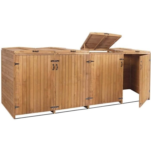 Sopskåp - Ej specificerat - 126x316x98 cm - Certifierat FSC-trä - Lock - 8 maximala behållare kastanj