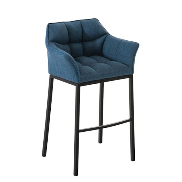 Baari stool, korkea karttuuri, nelikulmainen sinisellä kankaalla, 4 vakaata mustaa metallijalkaa 10_0004701 Blå