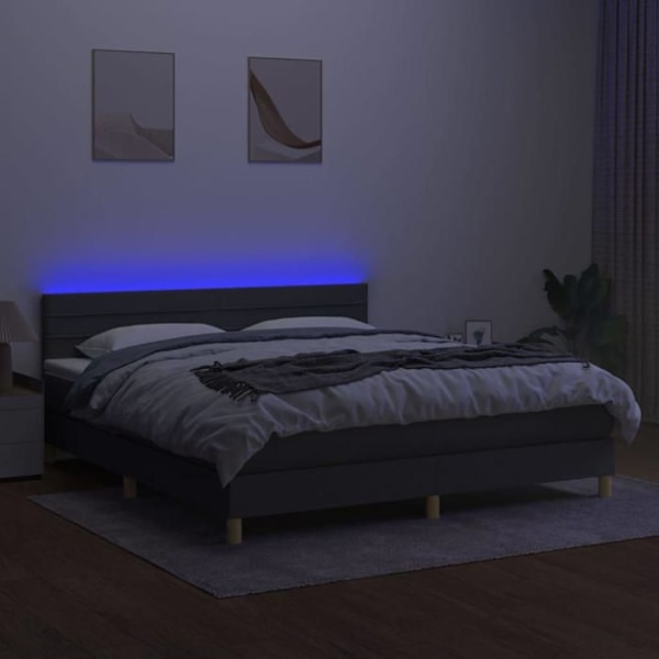 LED-patjasänky, jossa on sängynpääty ja 160x200 cm harmaanruskea kangasmateriaali TDL0208332