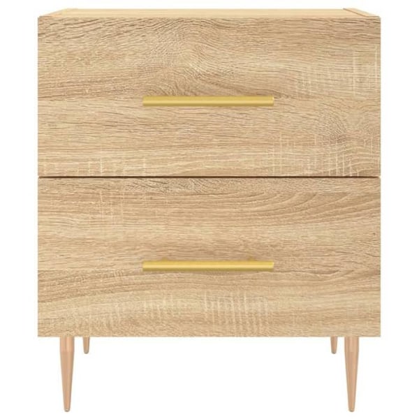 Sæt med 2 natborde med to skuffer 40 x 35 x 47,5 cm ingeniørtræ i egetræsfarve og jern DEC035243 kastanj