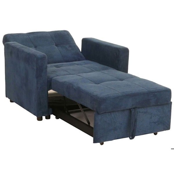 Fåtöljsäng extrasäng avslappning justerbart ryggstöd sovyta 197x100 cm sammet blå 04_0006251 Blå