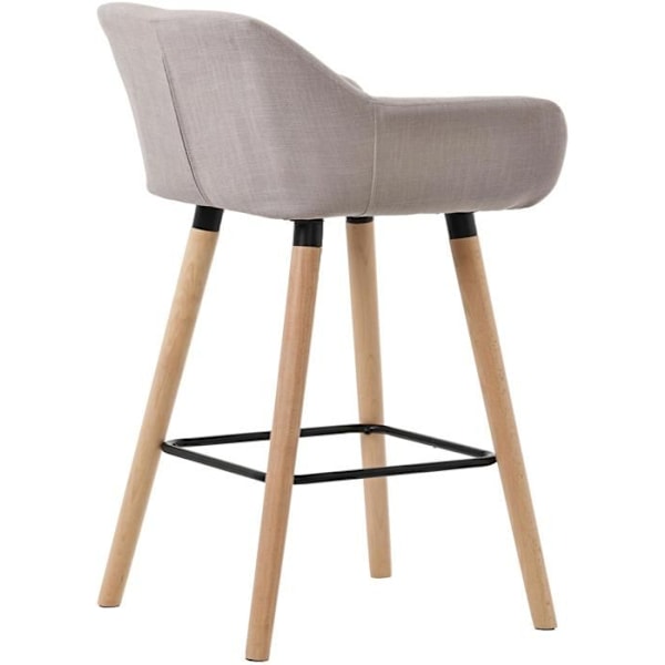 Bar lounge stool x1 design i skandinavisk stil med taupe stofsæde, ben i træ og fodstøtte i metal 10_0004916 kastanj