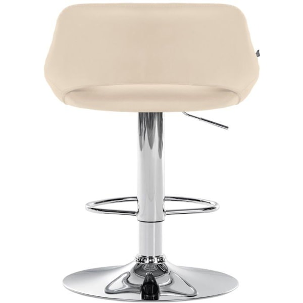 Barstol x1 med bøjle, drejelig og justerbar i creme PVC og metal 10_0005210 Grädde
