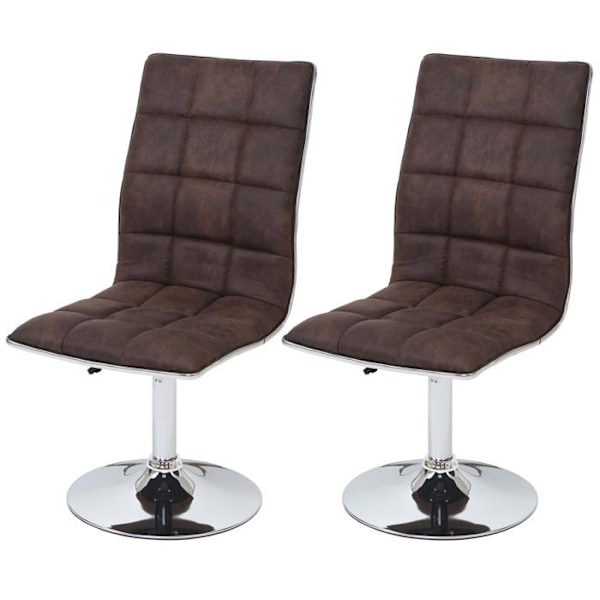 Set med 2 matstolar med justerbar höjd elegant design mörkbrun tyg 04_0000342 Flerfärgad