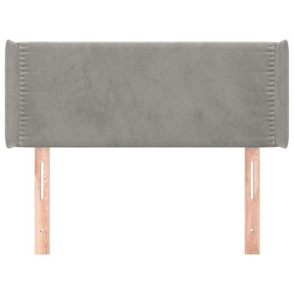 Sänggavel med sidokant 93 x 16 x 78/88 ljusgrå sammet.