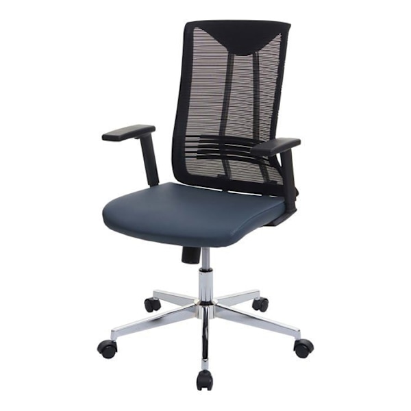 Ergonomisk kontorstol med drejefunktion og armlæn i blågrå meshstof 04_0001884 Blå
