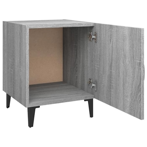 Set med 2 sängbord för förvaring med dörr 40 x 40 x 50 cm i grå ingenjörsträ och metall DEC035751 kastanj