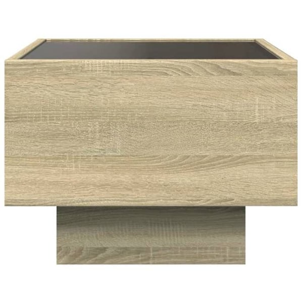 Nattduksbord med LED-spegel 40 x 40 x 30 cm i ingenjörsträ och glas DEC033143 kastanj