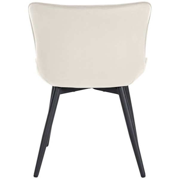 2 kpl ruokasalituoleja, joissa on pystysuorat koristeompeleet, mustat metallijalat ja vaaleanbeige PVC-istuin 10_0001734 Grädde