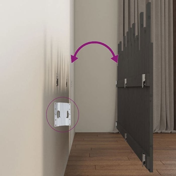 Hovedgærde til soveværelse med vægmonteret møbel i paletstil 204 x 3 x 80 massiv træ grå