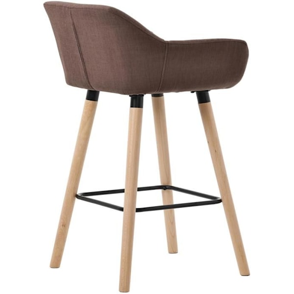 Bar lounge taburet x1 skandinavisk design stofsæde i kaffe farve træben fodstøtte i metal 10_0004919 kastanj