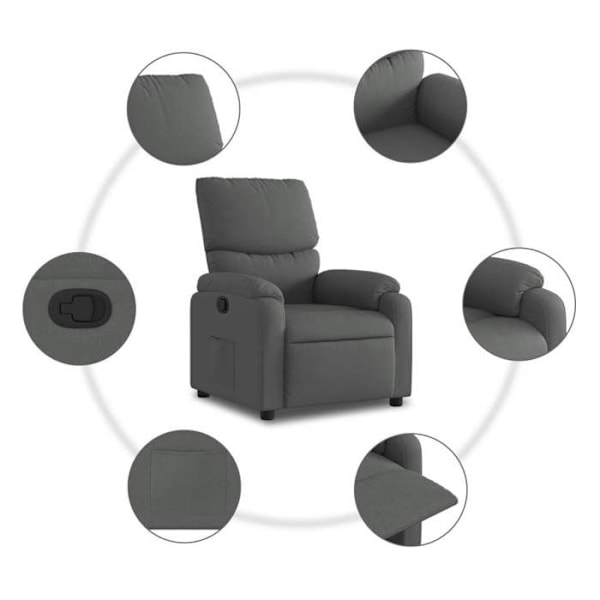Fauteuil relax TV polstring komfortabel manuel vippes funktion i mørkegrå stof DEC027930 Grå