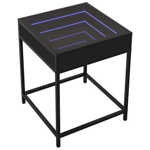 Natbord med LED-spejl 40 x 40 x 51 cm sort ingeniørtræ glas og stål DEC033159 kastanj