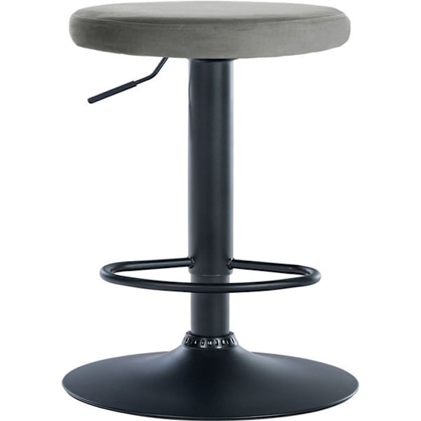Barstol x1 simpel design, justerbar højde, grå velourbetræk, sorte metalben 10_0005353 Grå