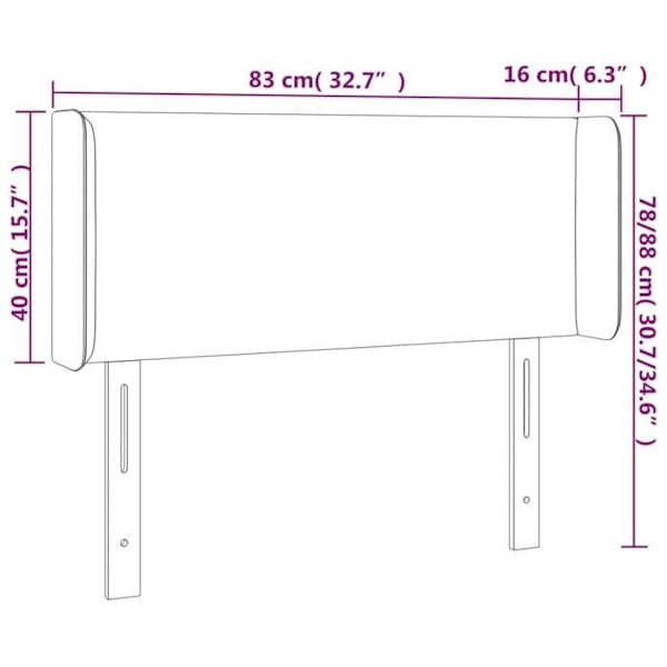 Hovedgærdet til soveværelse med LED-møbel 83 x 16 x 78/88 cm i lys grå velour TDL0201247