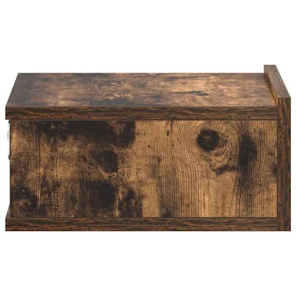 2 kpl seinälle asennettavia yöpöytiä, joissa on laatikko 40 x 30 x 15 cm, ruskea insinööripuusta DEC035990 kastanj
