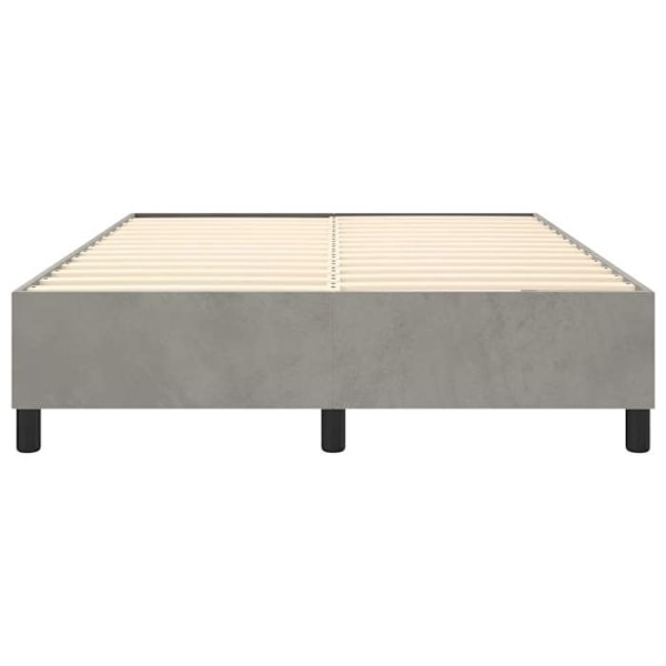 Sommier - TDL - 140x190 cm - Lysegrå fløjl - 2 pladser - Med lameller - Inkluderede ben Ljusgrått