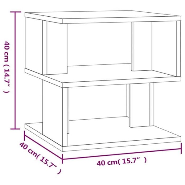 Sohvapöytä hyllyllä 40 x 40 x 40 cm ruskeasta engineering-puusta DEC032385 kastanj