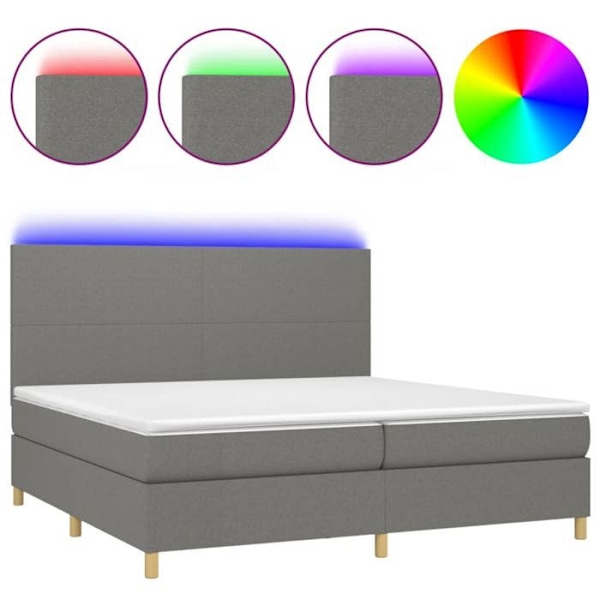 LED-sengegalge med madras 200x200 cm, hovedgærde, mørkegrå stof TDL0208285 Mörkgrå