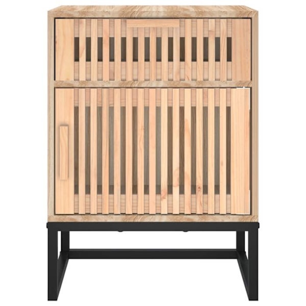Sæt med 2 natborde med skuffe og rum med dør 40 x 30 x 55,5 cm ingeniørtræ og jern DEC034762 kastanj