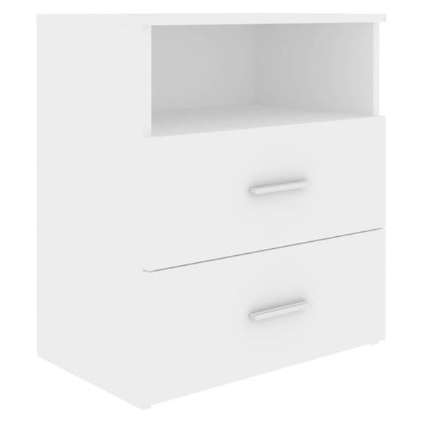 2 kpl yöpöytiä, joissa on kaksi laatikkoa ja avoin osasto 50 x 32 x 60 cm, valkoinen keinopuukaluste DEC034972 Vit