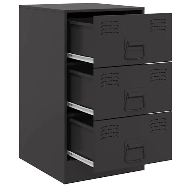 2 kpl yöpöytiä, joissa 3 laatikkoa 34,5 x 39 x 62 cm musta teräs DEC035464 Svart