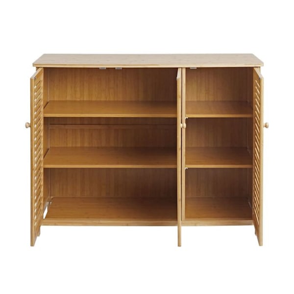 Buffet kaappi komero 3 ovea magneettilukolla bambusta 81x97x34 cm 04_0005984 Guld