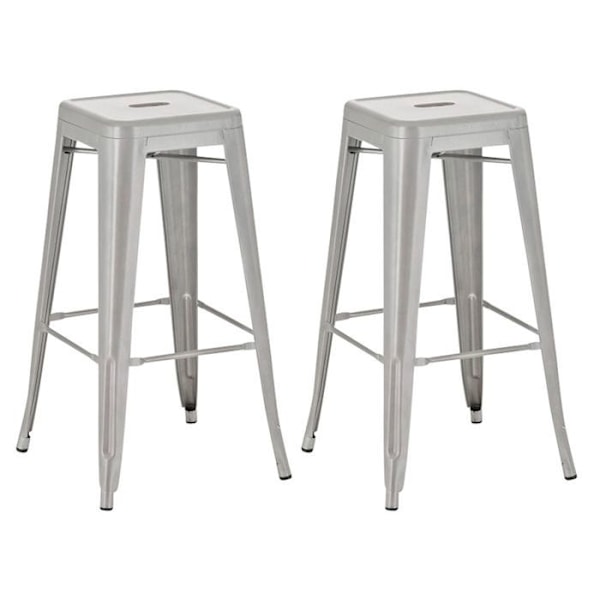 Barstolar - Décoshop26 - Set med 2 - Metall - Industriell stil - Grå grå