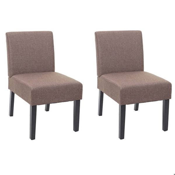 Sæt med 2 spisebordsstole i brun stof med træben, enkelt design, ekstra lang sæde 04_0000392 kastanj