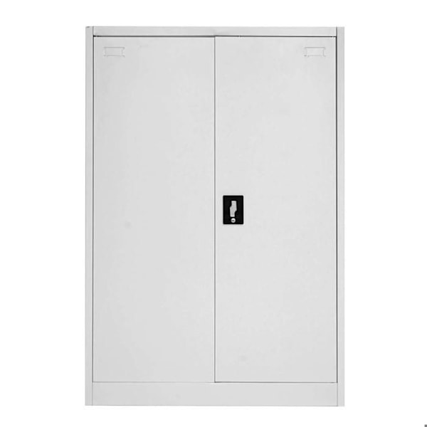 Toimistokaappi, säilytys hylly 2 lukittavalla ovella, harmaa metalli, 140x90x40cm 04_0001471 Grå