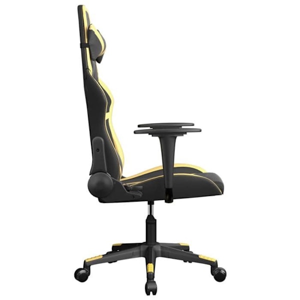 Kontor stol gaming stol på hjul i sort og guld PVC DEC025976 Svart