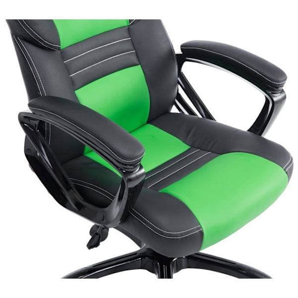 Gaming kontorstol på hjul med PVC sort/grønne og plastik vippefunktion 10_0002598 Svart