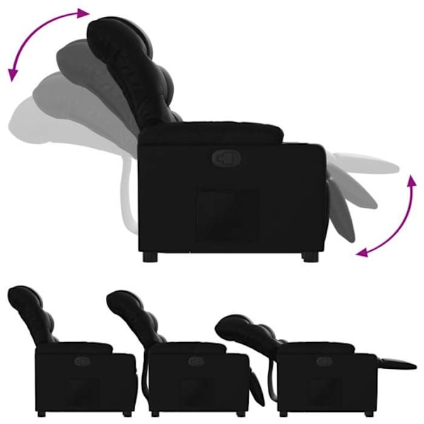TV relax stol, komfortabel polstring, elektrisk løftfunktion i sort PVC DEC028071 Svart