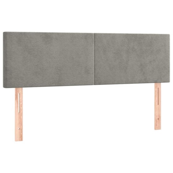 Vuodepääty, makuuhuoneen kaluste, LED-valolla, 144 x 5 x 78/88, vaaleanharmaa sametti