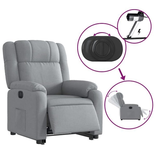 Fauteuil relax TV med elektrisk løftefunktion, meget komfortabel i lys grå stof DEC028316 Grå