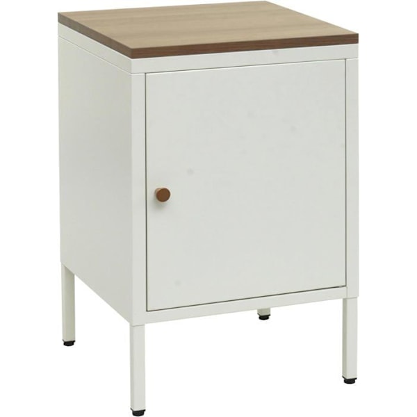 Pieni säilytyskaluste yöpöytä 2 tasoa galvanoidusta teräksestä valkoinen MDF-pöytälevy 63 x 40 x 40