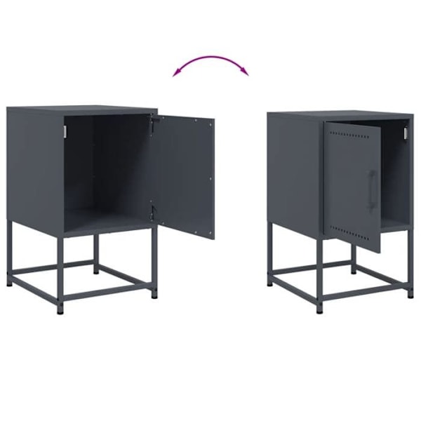 Sæt med 2 natborde med skab med dør 36 x 39 x 60,5 cm anthracite stål DEC034830 Guld