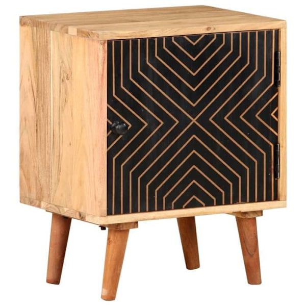 Natskab med opbevaringsrum og dør 40 x 30 x 50 cm akacietræ, ingeniørt træ, sort malet finish DEC032924 kastanj