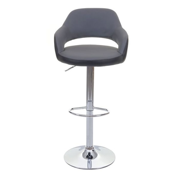 Barstol barstol disk x1 svängande med ryggstöd i PVC grå svart 04_0005282 Grå