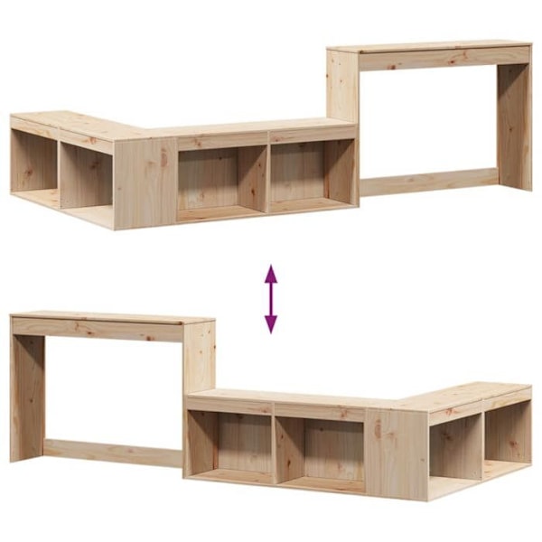 Sengebord med design skrivebord i L-form 232 x 122 x 75 cm fyrretræ DEC033115 kastanj