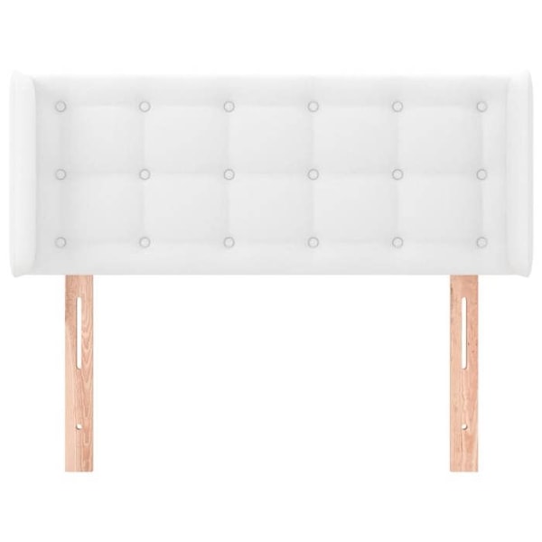 Pääty sänkyyn makuuhuoneen huonekalu, jossa on sivureuna, nappiverhoiltu, 103 x 16 x 78/88, synteettinen valkoinen
