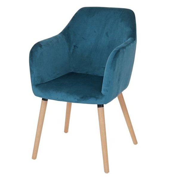 Stol til spisebord, køkken, kontor, sminkebord i retro stil i petroleum blå velour.