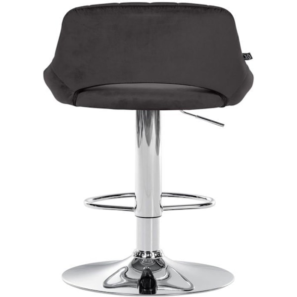 Barstol x1 med drejeligt og justerbart fodstøtte i sort velour og metal 10_0005216 Metall