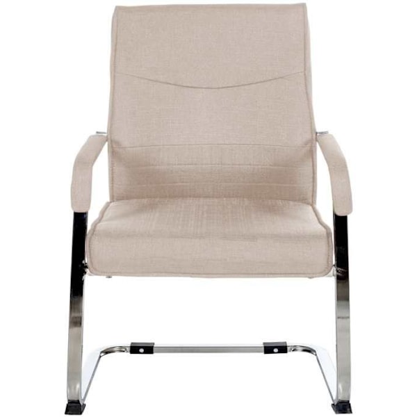 Kontorsstol besökarsäte utan hjul, metallkrom sledbas och sits i taupe tyg 10_0003359 Metall