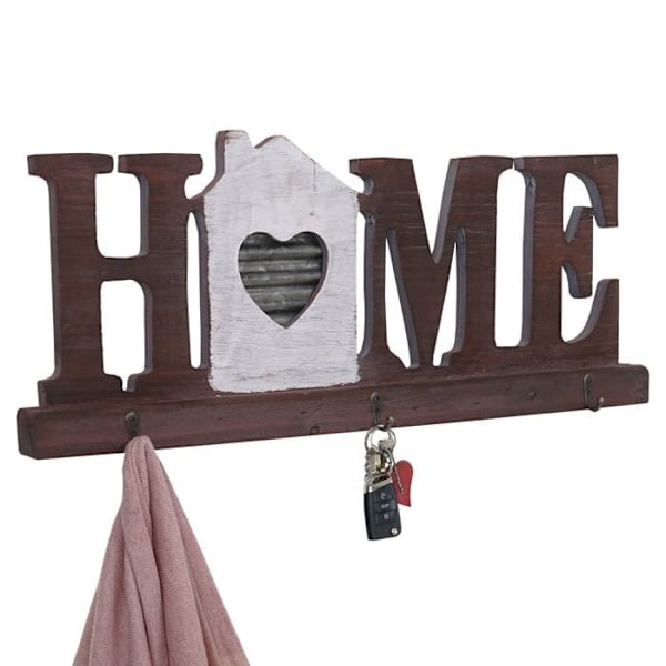 Væghængt garderobe Home 3 kroge rustik design træ metal