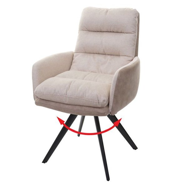 Matsalsstol köksstol svängbar automatisk position tyg/textil beige med armstöd 04_0006291 Grädde