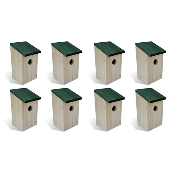 Linnunpönttö - DEC - 8 kappaletta - Männystä - 12x12x22 cm - Vihreä katto Trä, grönt