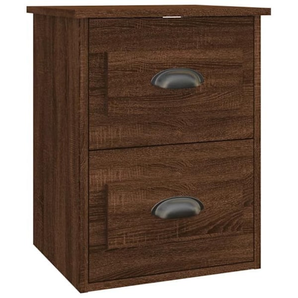 Væghængt natbord med 2 skuffer 41,5 x 36 x 53 cm i brun ingeniørtræ DEC034272 kastanj