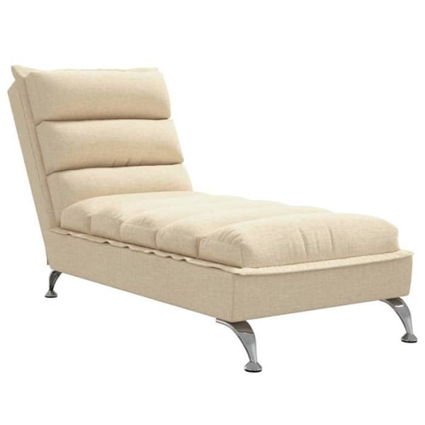 Meridienne chaise longue til indendørs brug med puder i cremet stof DEC026069 Grädde