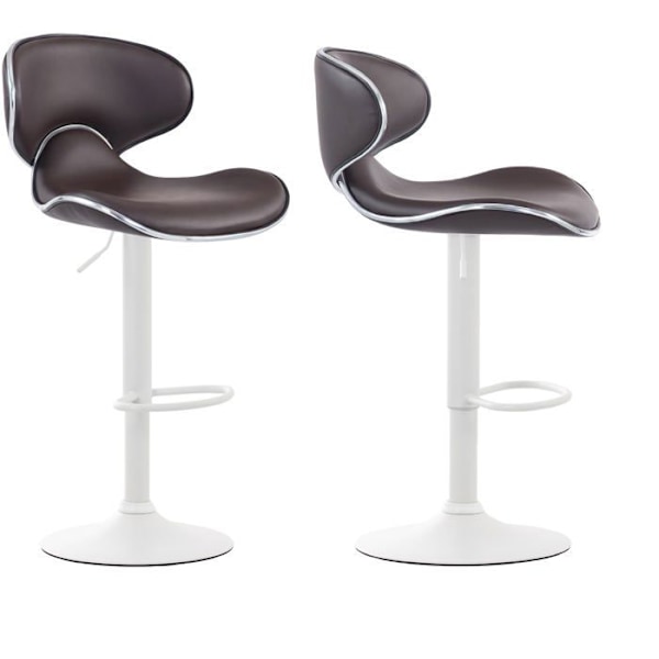 Set om 2 barstolar i modern design med vit matmetalldesign och sits i syntetiskt brunt. 10_0001169 Vit